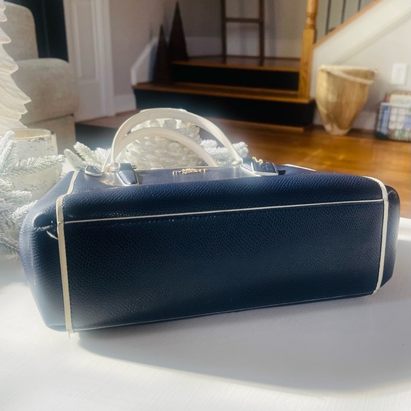 COACH Navy Edgepaint Christie Crossgrain Leather Bag Crossbody Chalk Midnight - Picture 7 of 16